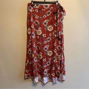 Floral Wrap Skirt with Bow